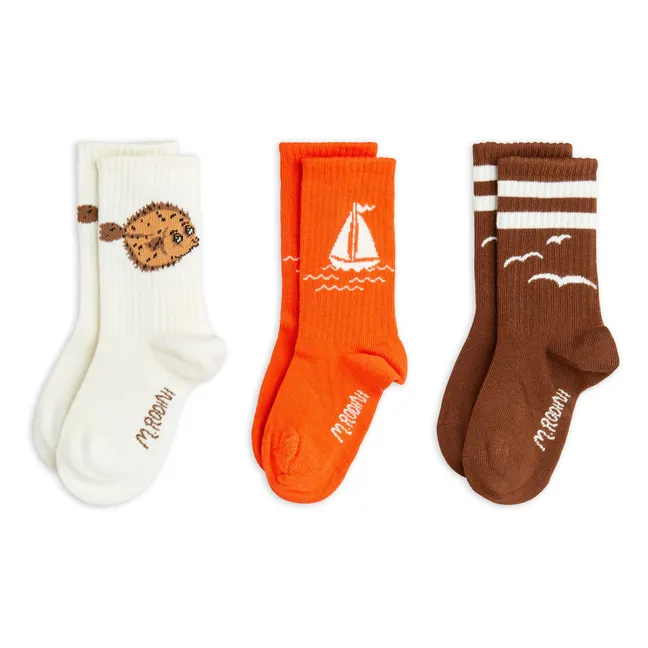 3er-Set Socken Bateau aus Bio-Baumwolle | Seidenfarben
