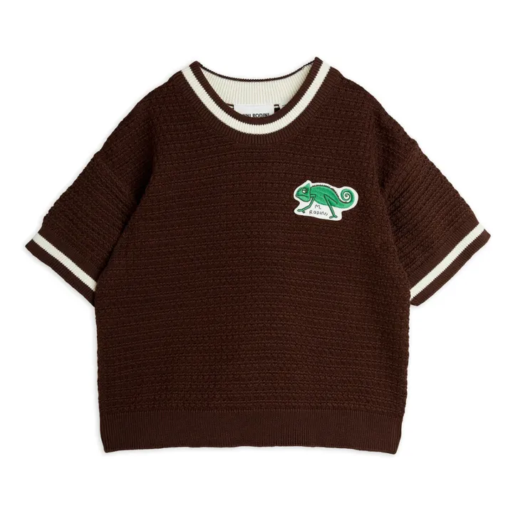 Pull Lézard Manches Courtes Coton Bio | Marron- Image produit n°0