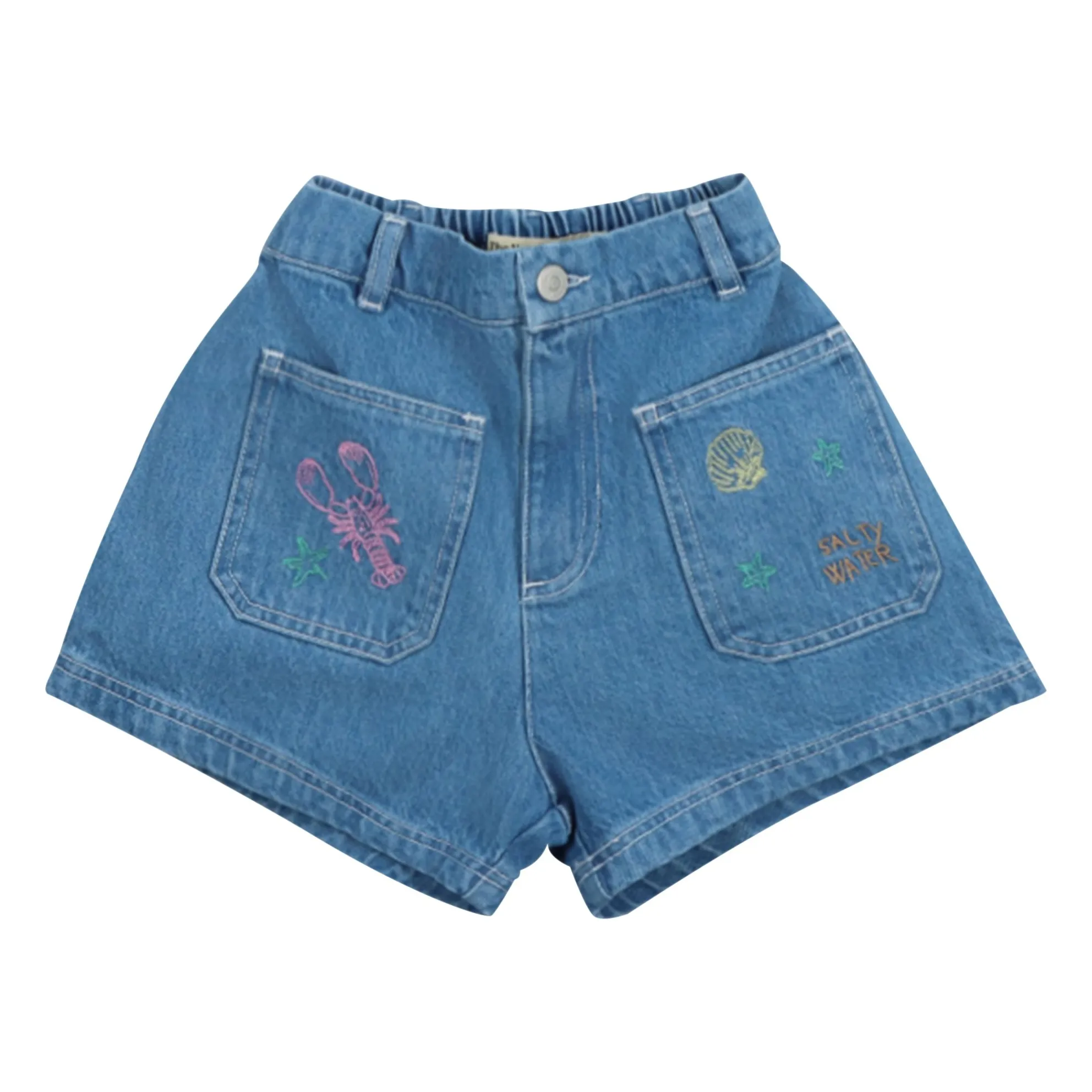 The New Society Denim Blue Kostas Shell Short