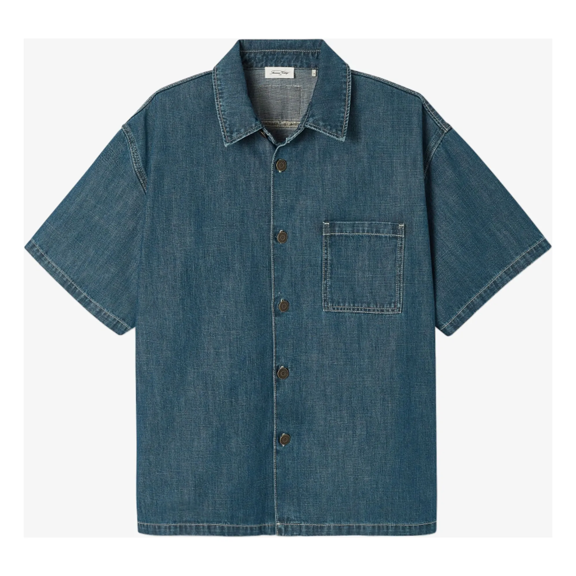 American Vintage - Homme - Chemise Manches Courtes - S - Bleu - Coton