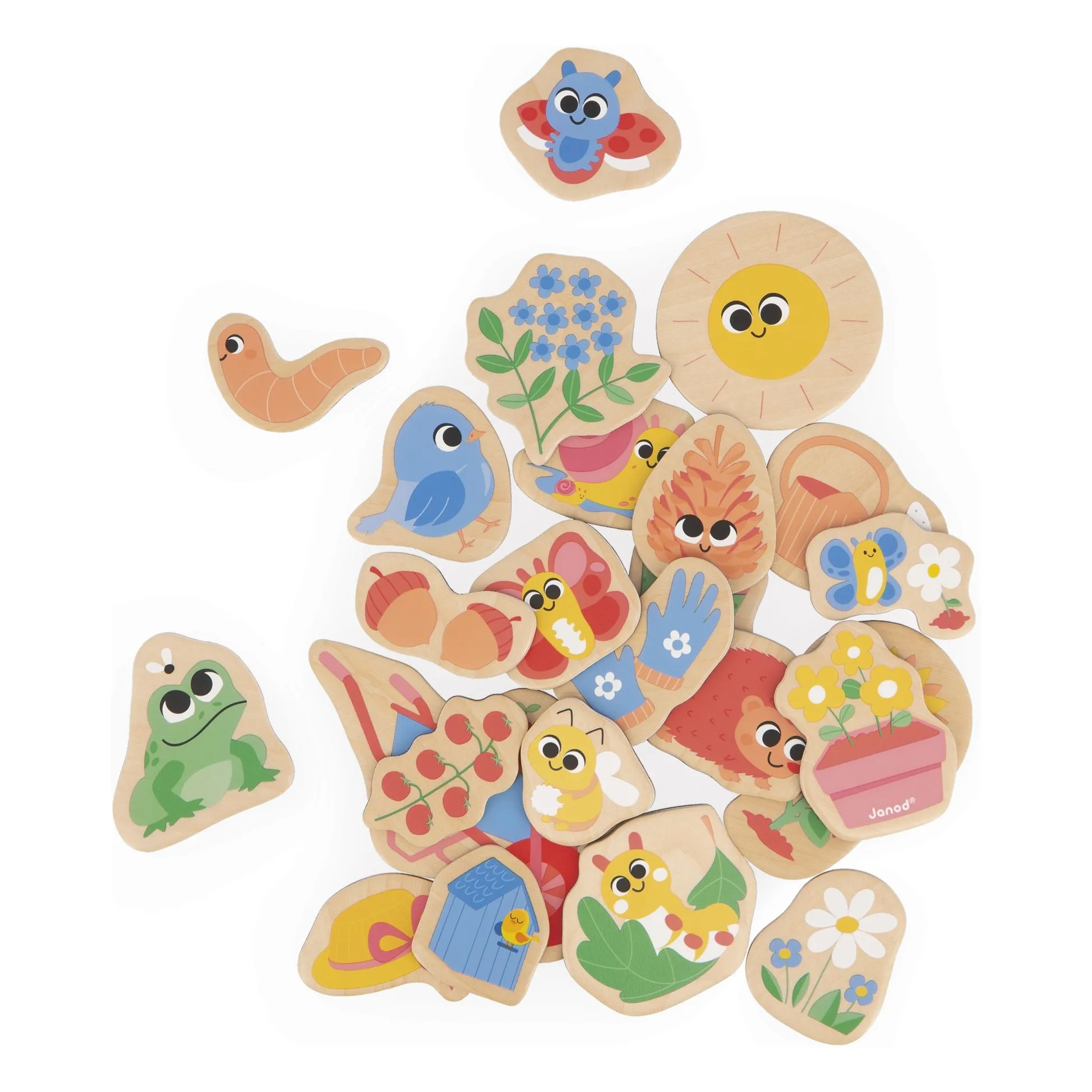 Janod Multicoloured Magnets - Garden - 24 Pieces