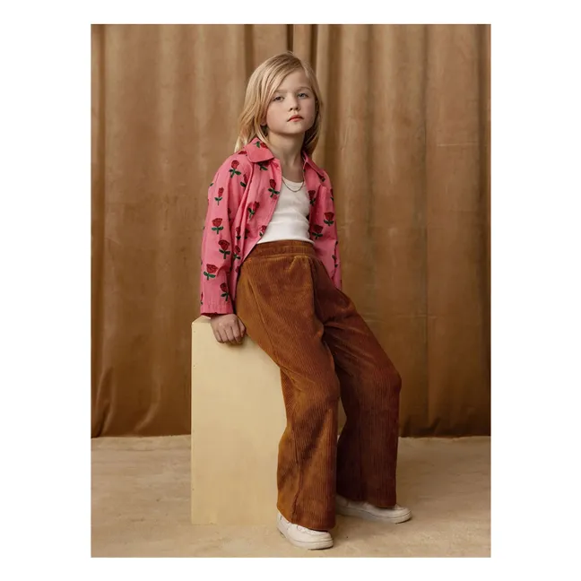 Pantaloni da gatto in cotone organico a coste | Camel