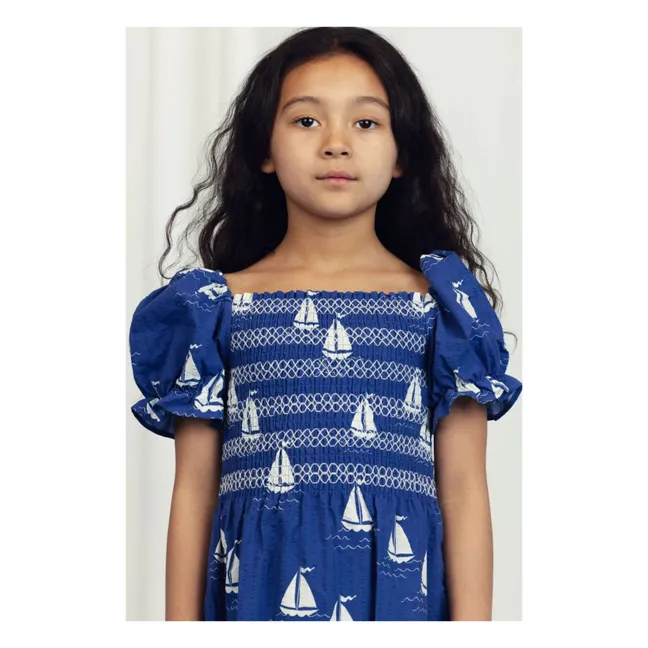 Kleid Bateaux Bio-Baumwolle | Blau