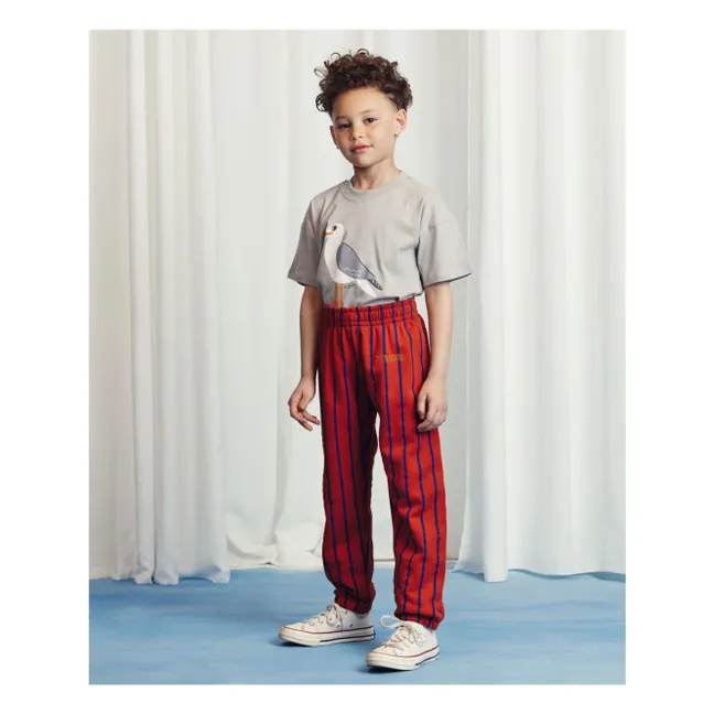 Jogger Rayé Coton Bio | Rouge