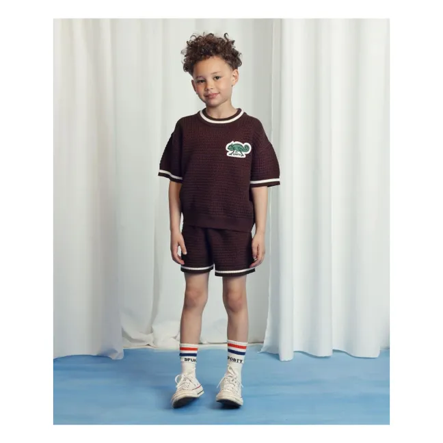 Lizard Short Sleeve Organic Cotton Sweater | Brown