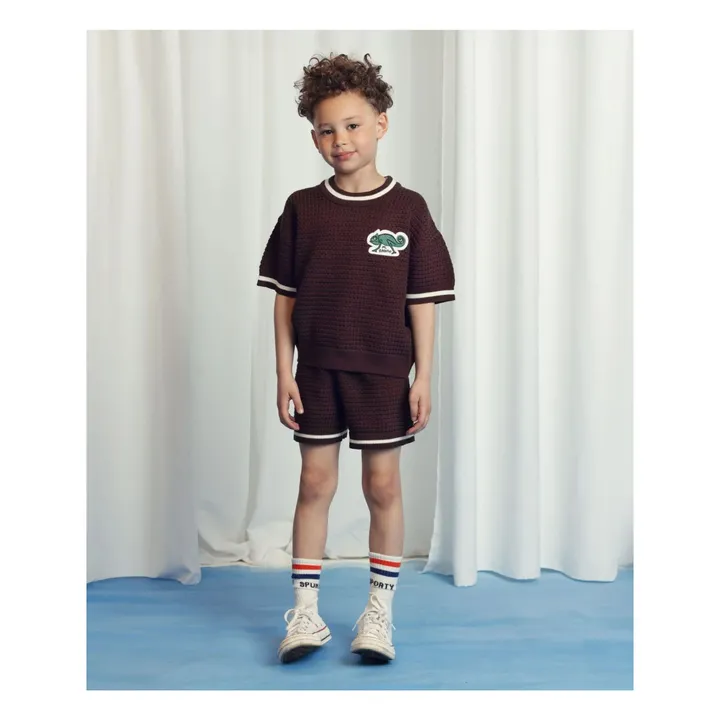 Pull Lézard Manches Courtes Coton Bio | Marron- Image produit n°1