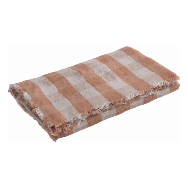 Plaid en lin lavé Vichy Cottage | Terracotta