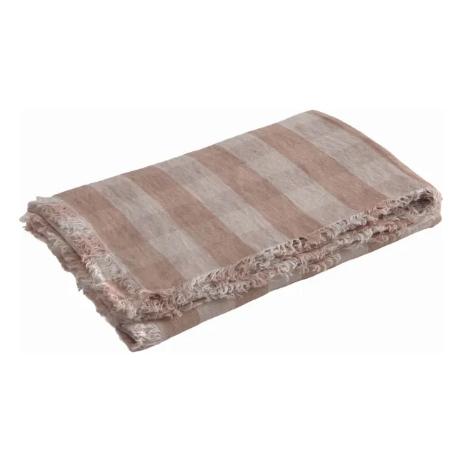 Washed linen Vichy Cottage throw | Nude