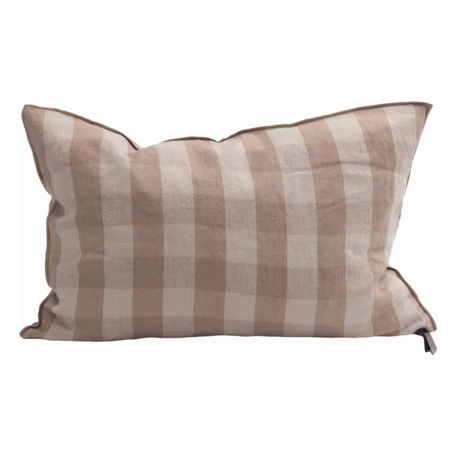 Coussin en lin lavé Vichy Cottage | Nude