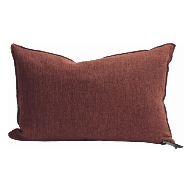Coussin Vice Versa en crépon de lin lavé | Argile