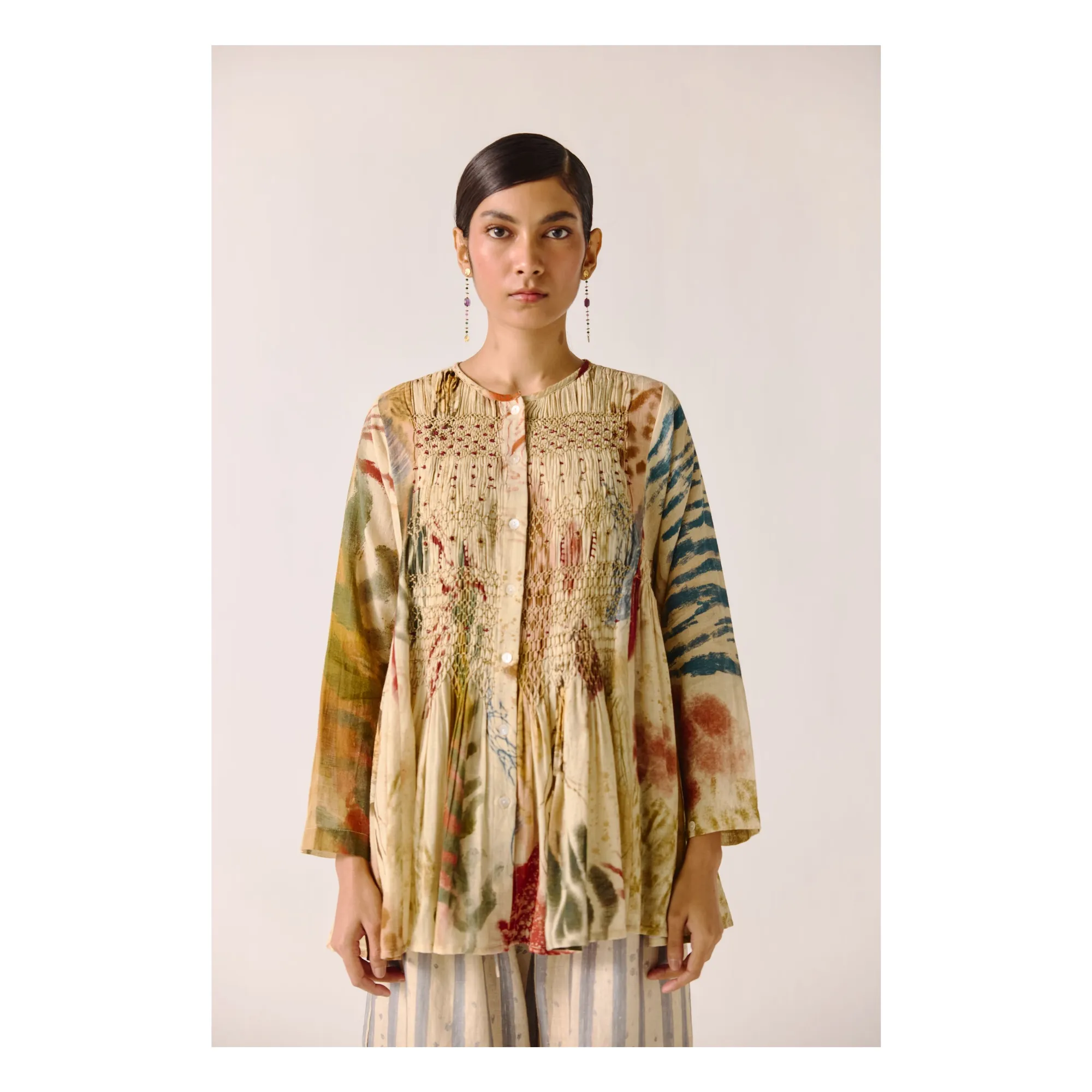 Cord Ecru Frid Abstract Blouse
