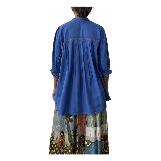 Bluse Nova Bestickt | Elektrisches Blau