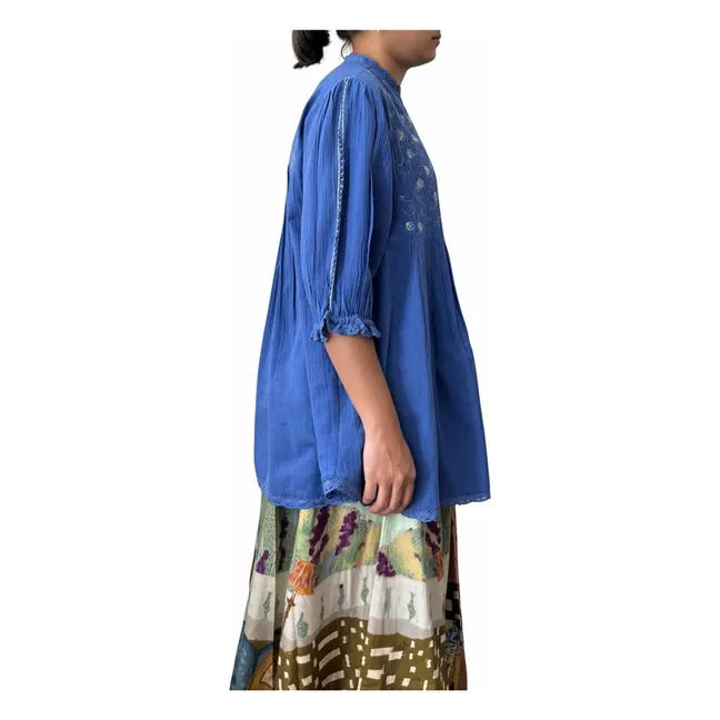 Bluse Nova Bestickt | Elektrisches Blau