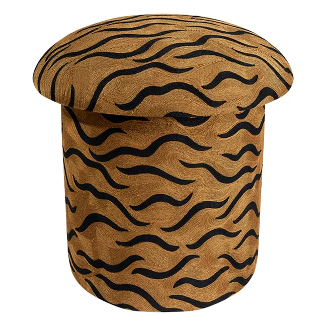 Tabouret brodé Maya Tiger | Camel