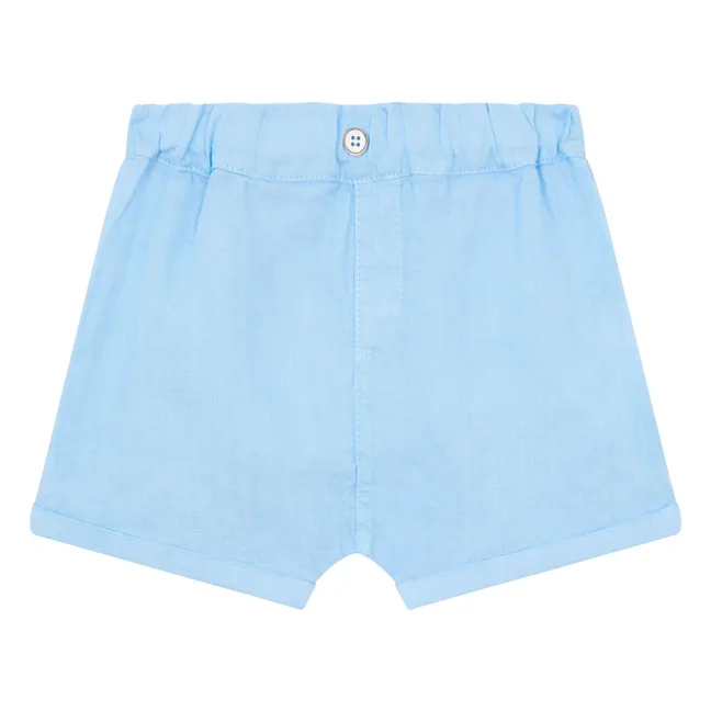 Plain linen shorts | Light blue
