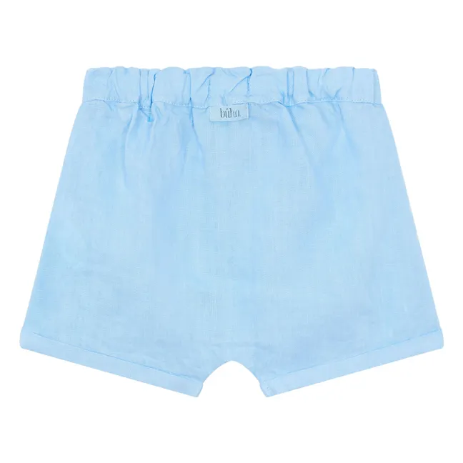 Plain linen shorts | Light blue