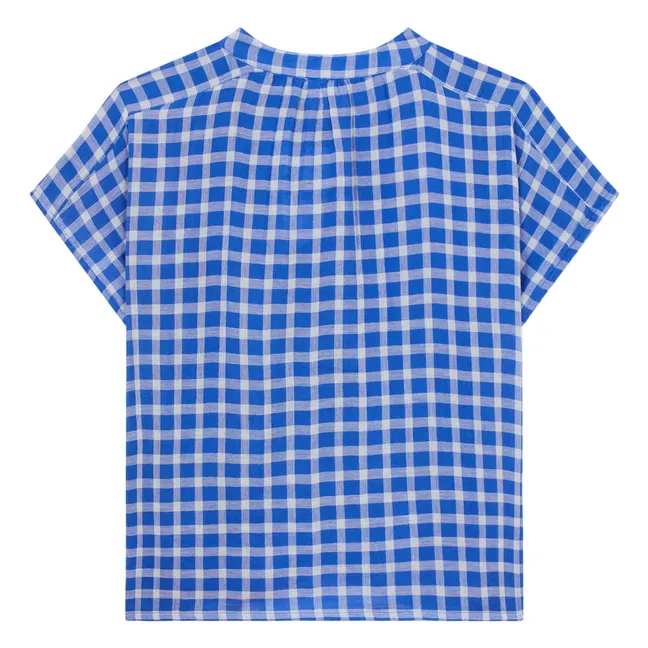 Blusa de doble gasa de algodón orgánico Feodera | Azul