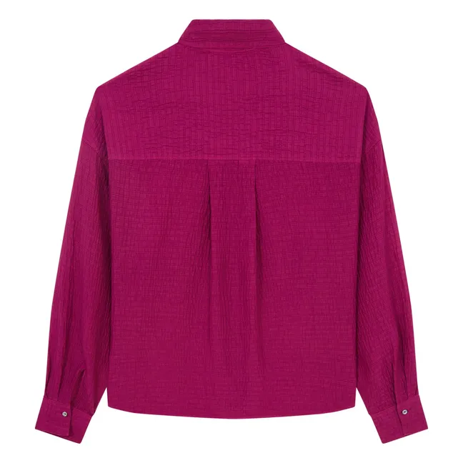 Chemise Voile de Soie Coton Gaufré | Framboise