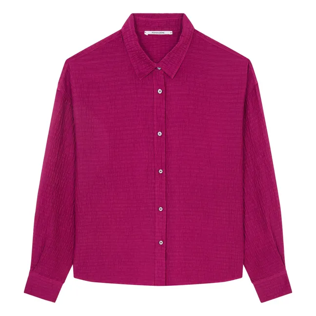 Chemise Voile de Soie Coton Gaufré | Framboise