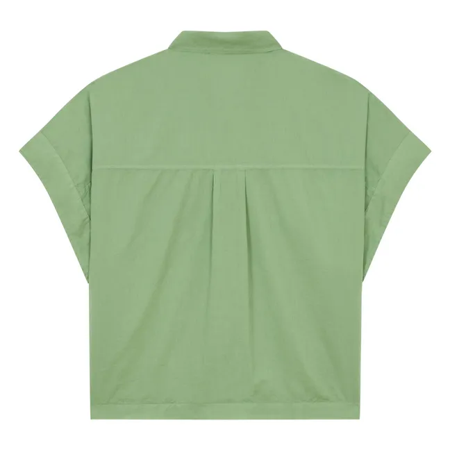 Cotton Batiste Stripe Short Sleeve Shirt | Sage