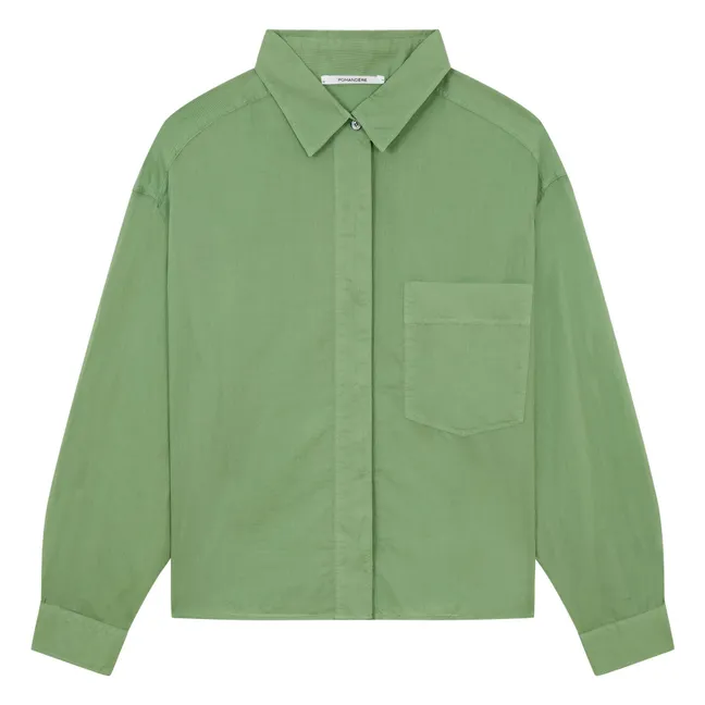 Pocket Shirt Stripes Cotton Batiste | Sage