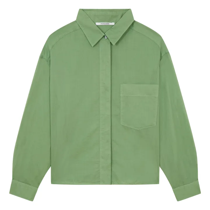 Pocket Shirt Stripes Cotton Batiste | Sage- Product image n°0