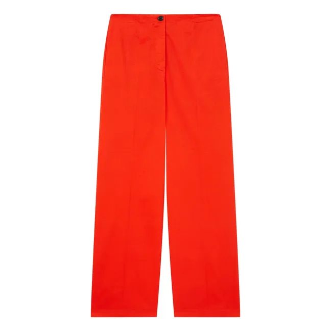 Cotton Gabardine Pants | Rouge coquelicot