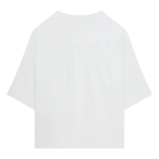 Blusa de popelina de algodón de manga corta | Blanco
