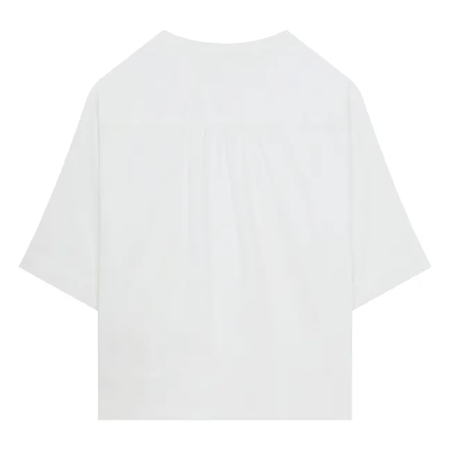 Bluse mit kurzen Ärmeln aus Baumwollpopeline | Weiß