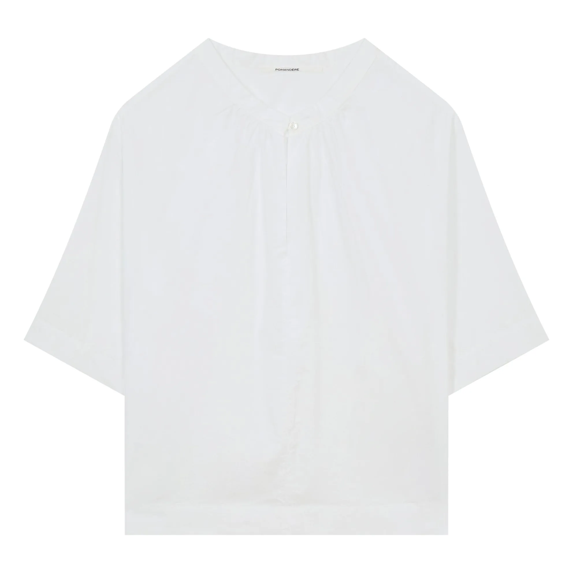 Pomandère White Cotton Poplin Short Sleeve Blouse