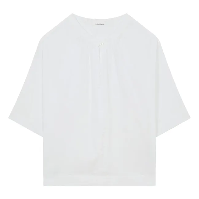 Bluse mit kurzen Ärmeln aus Baumwollpopeline | Weiß