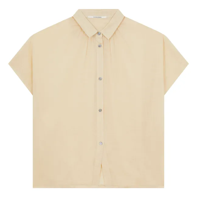 Embossed cotton and linen shirt | Beige