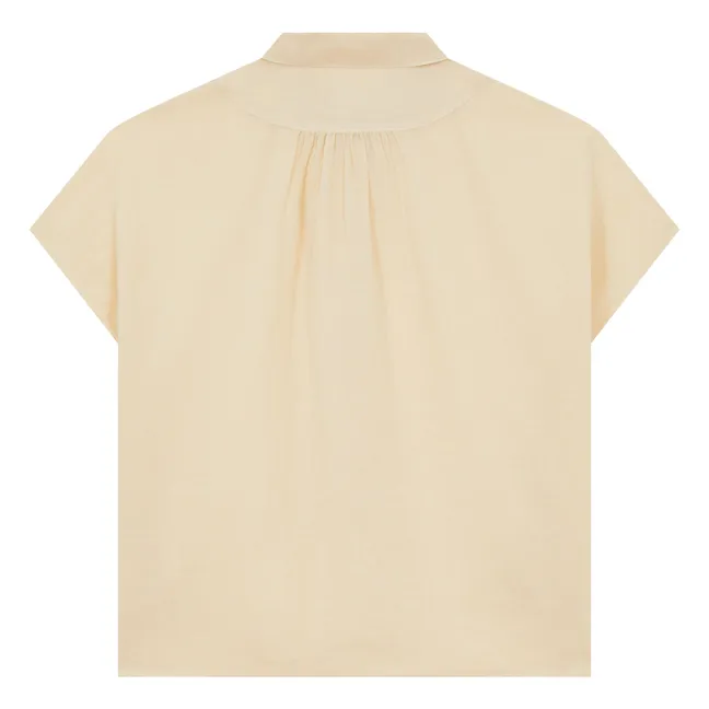 Embossed cotton and linen shirt | Beige