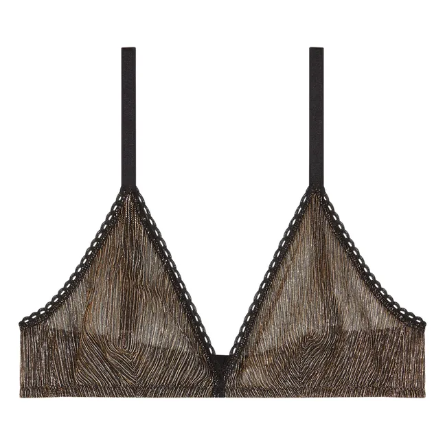 Amethist Embossed and Metallic Bra | Black
