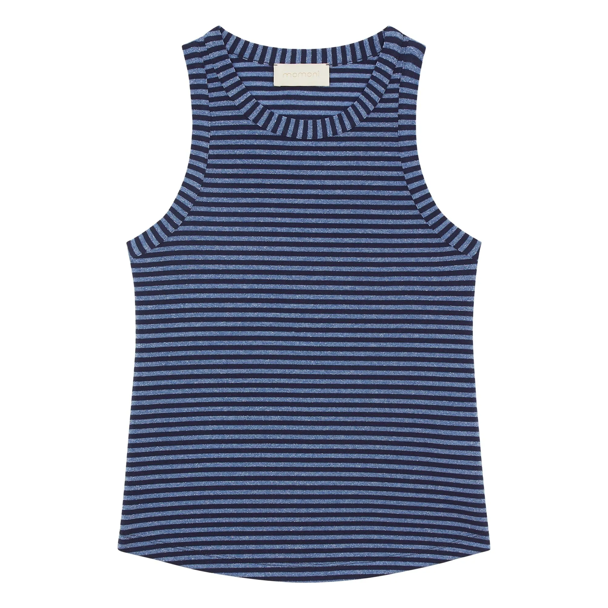 Momoni Blue Genipa Tank Top Metallic Stripes