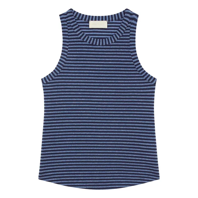 Camiseta de tirantes Genipa Rayas metalizadas | Azul