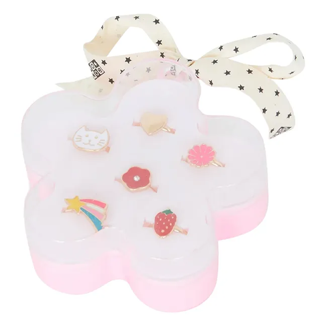 Set di 5 anelli a fiore | Rosa Pallido