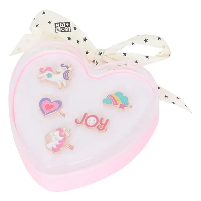 Juego de 5 anillos corazón | Lila