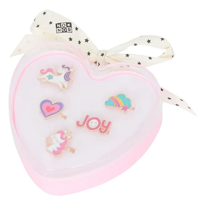 Juego de 5 anillos corazón | Lila- Imagen del producto n°0