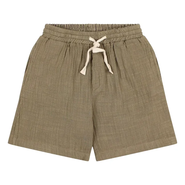Bermuda Gaze de Coton Bio | Vert kaki