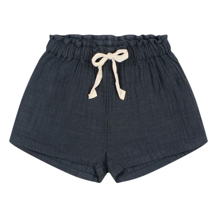 Short Gaze de Coton Bio | Bleu nuit- Image produit n°0