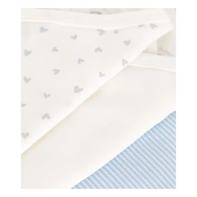 Lot 3 Bodies Naissance Rayures Coton Bio | Bleu ciel
