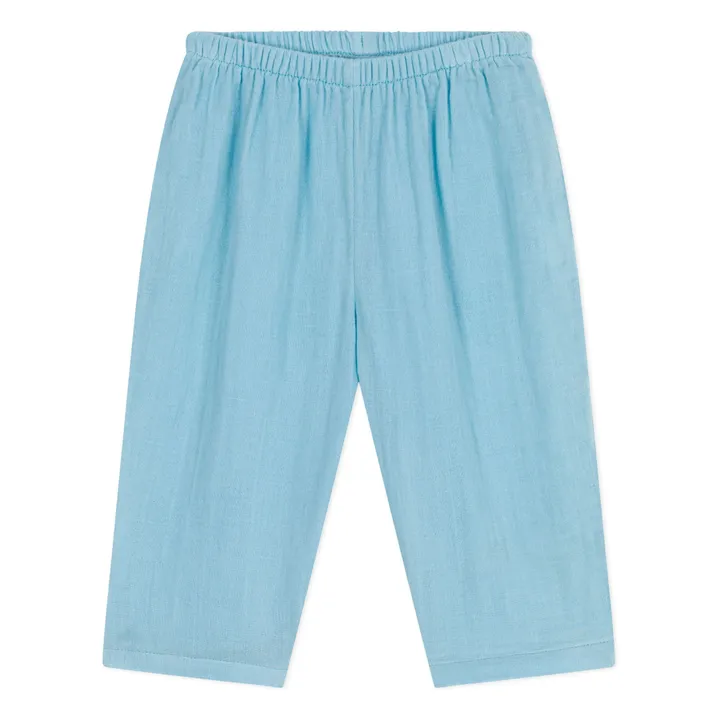 Pantalon Barino Gaze de Coton Bio | Turquoise- Image produit n°0