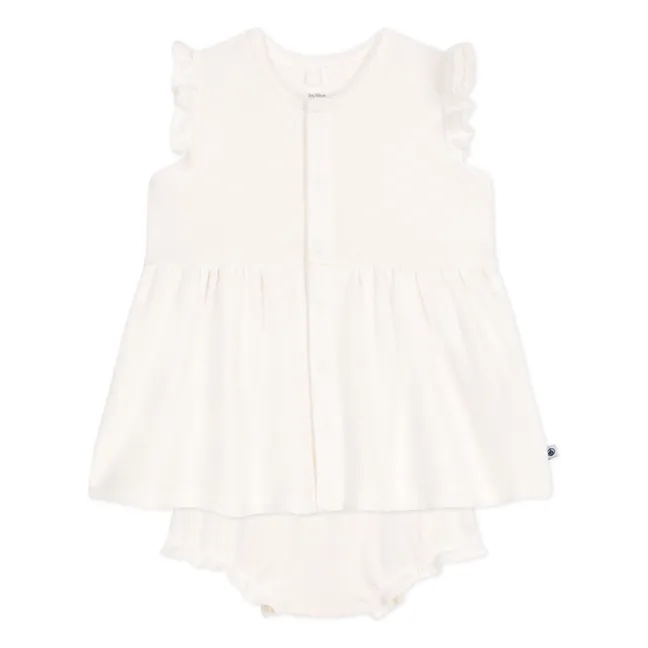 Baobab Organic Cotton Dress and Bloomer Set | White