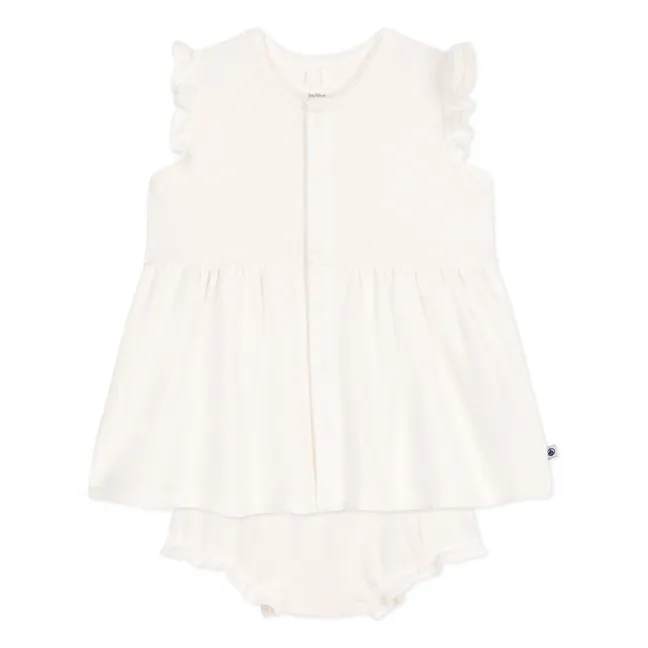 Set Kleid und Bloomer Baobab Bio-Baumwolle | Weiß
