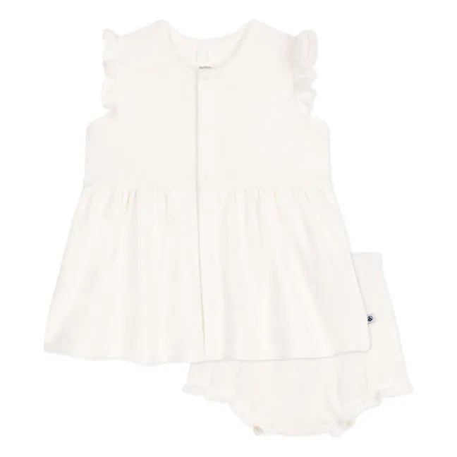 Baobab Organic Cotton Dress and Bloomer Set | White