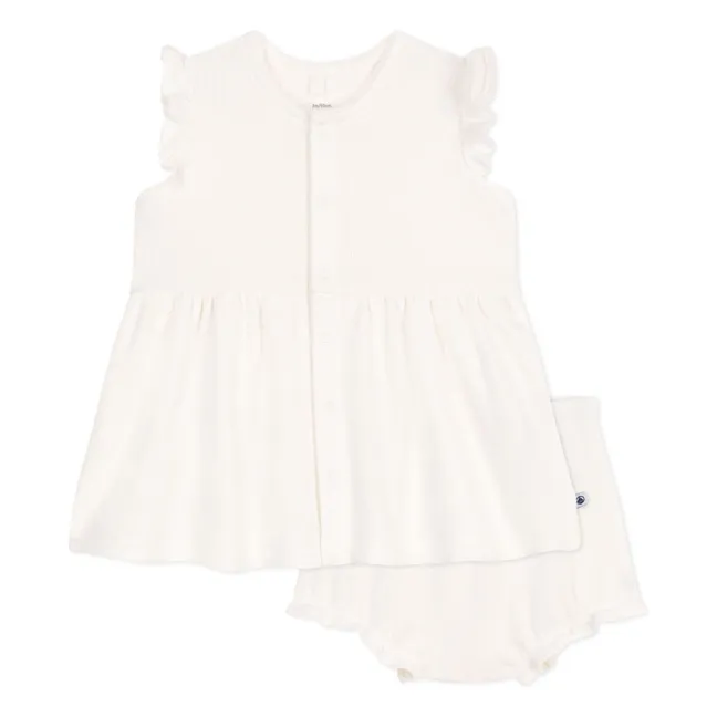 Set Kleid und Bloomer Baobab Bio-Baumwolle | Weiß