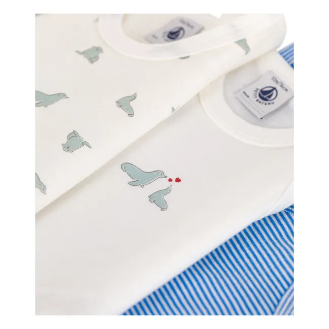 3er-Pack Baby Bodies Seehund Bio-Baumwolle | Blau