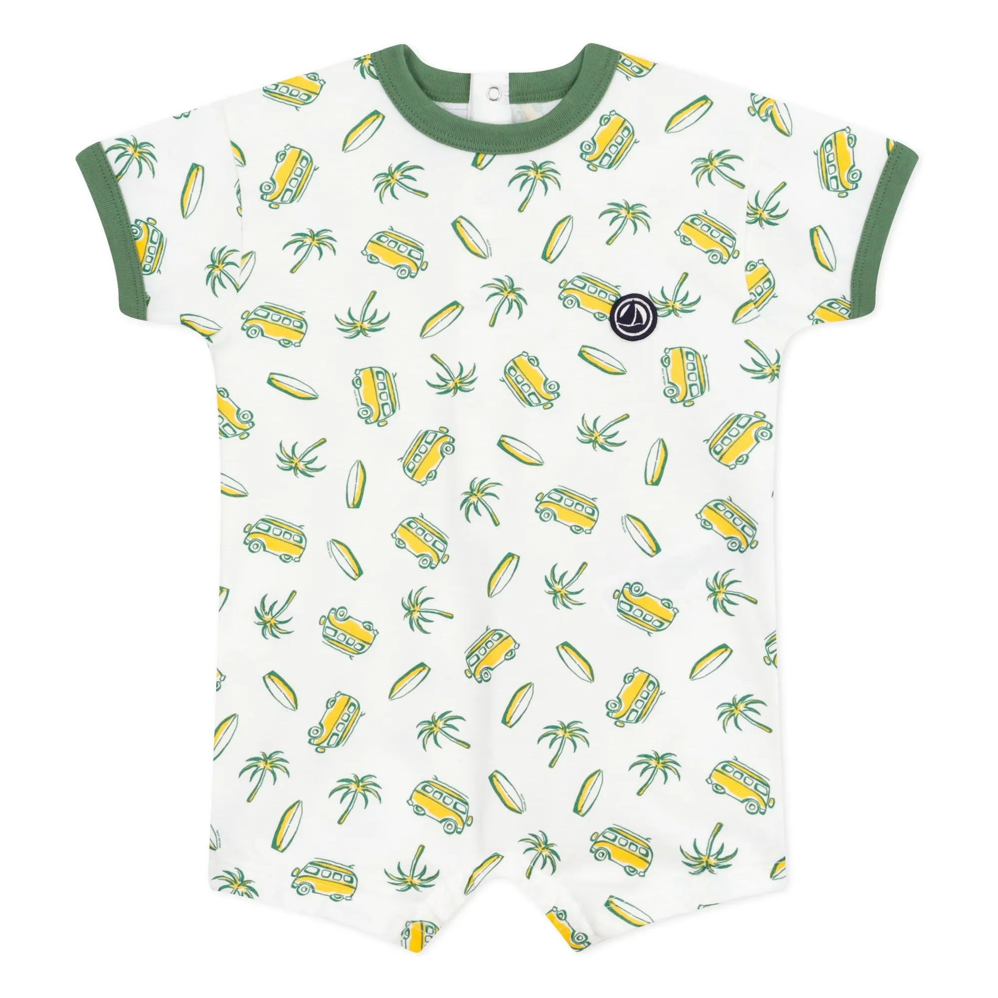 Petit Bateau Boys Ecru Balade Organic Cotton Jumpsuit
