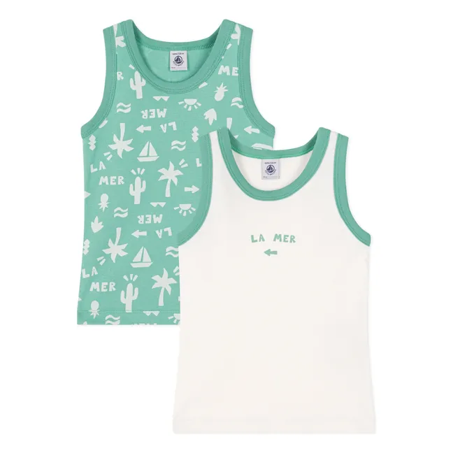 Lot 2 Débardeurs Summer Vibes Coton Bio | Vert